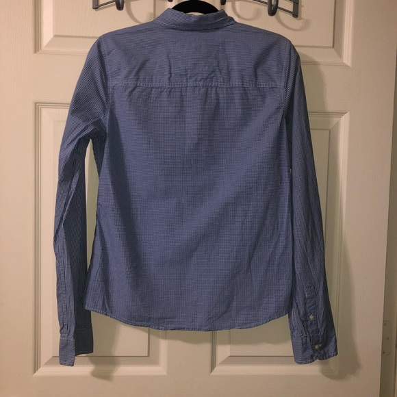 Blue & White Striped Button Down A&F Blouse - Picture 5 of 6